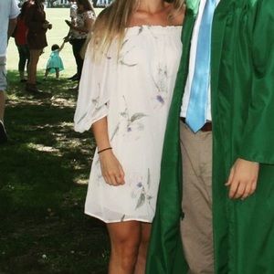 Off Shoulder Ivory Floral Mini Dress